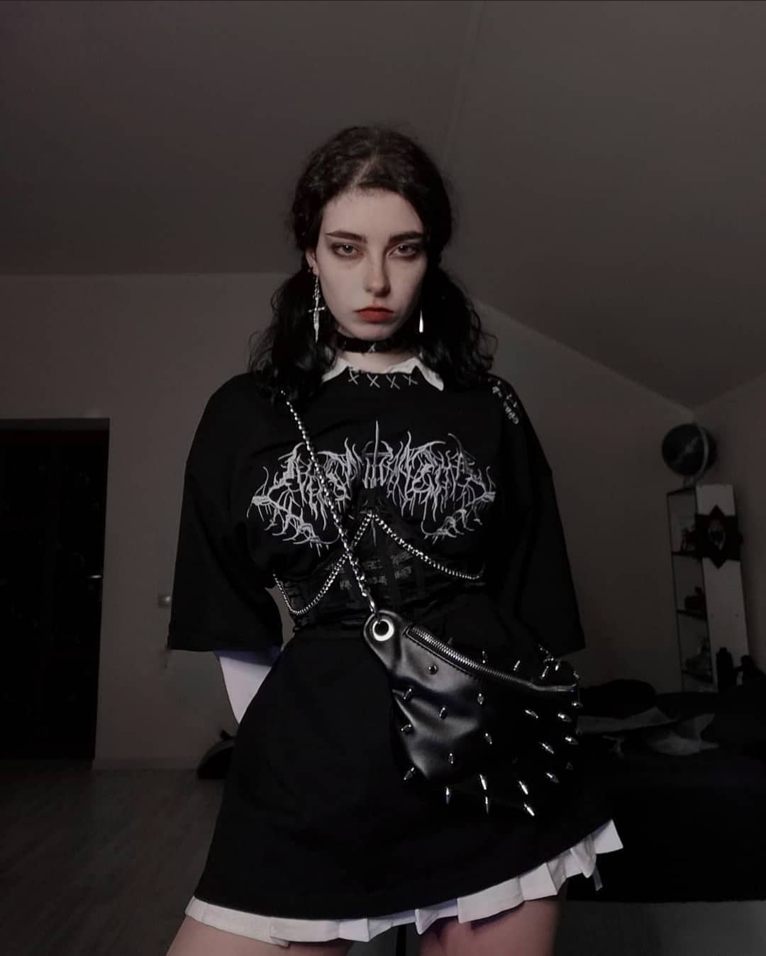 Sinful Chained Underboob Corset - ALTERBABE Shop Grunge, E-girl, Gothic, Goth, Dark Academia, Soft Girl, Nu-Goth, Aesthetic, Alternative Fashion, Clothing, Accessories, Footwear