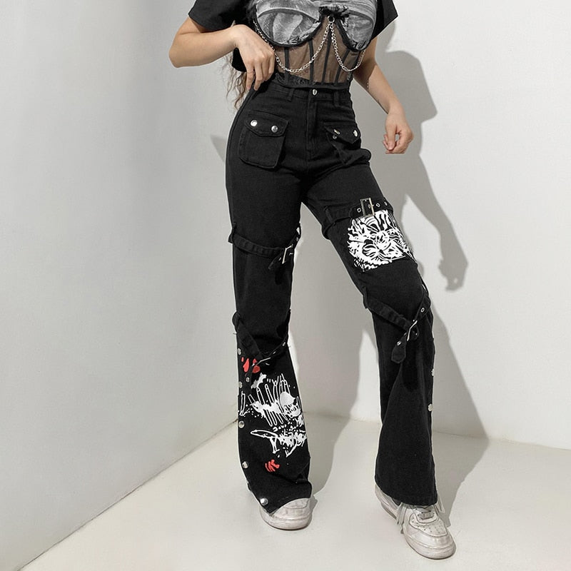 Rules To Break Buckle Pants - ALTERBABE Shop Grunge, E-girl, Gothic, Goth, Dark Academia, Soft Girl, Nu-Goth, Aesthetic, Alternative Fashion, Clothing, Accessories, Footwear