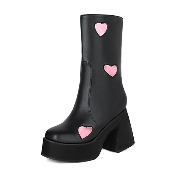 Play With Your Heart Boots - ALTERBABE Shop Grunge, E-girl, Gothic, Goth, Dark Academia, Soft Girl, Nu-Goth, Aesthetic, Alternative Fashion, Clothing, Accessories, Footwear