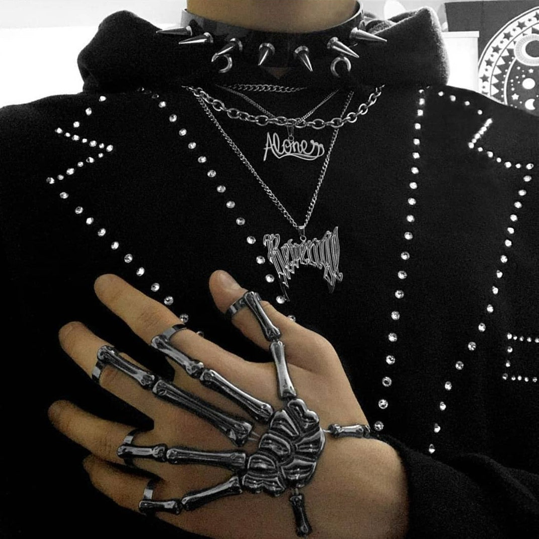 Bone This Way Skeleton Bracelet - ALTERBABE Shop Grunge, E-girl, Gothic, Goth, Dark Academia, Soft Girl, Nu-Goth, Aesthetic, Alternative Fashion, Clothing, Accessories, Footwear