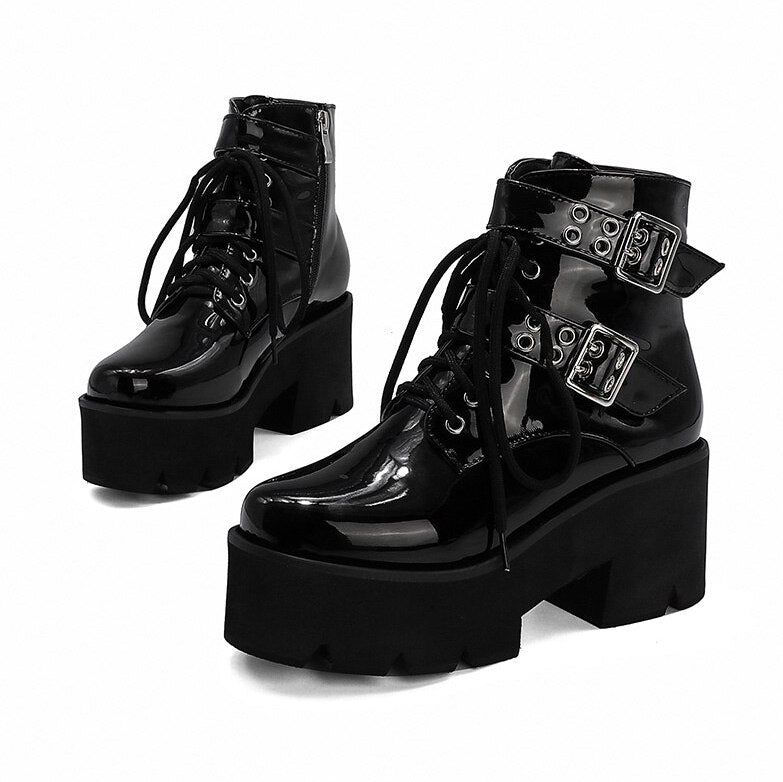 Wicked Energy Platform Boots - ALTERBABE Shop Grunge, E-girl, Gothic, Goth, Dark Academia, Soft Girl, Nu-Goth, Aesthetic, Alternative Fashion, Clothing, Accessories, Footwear