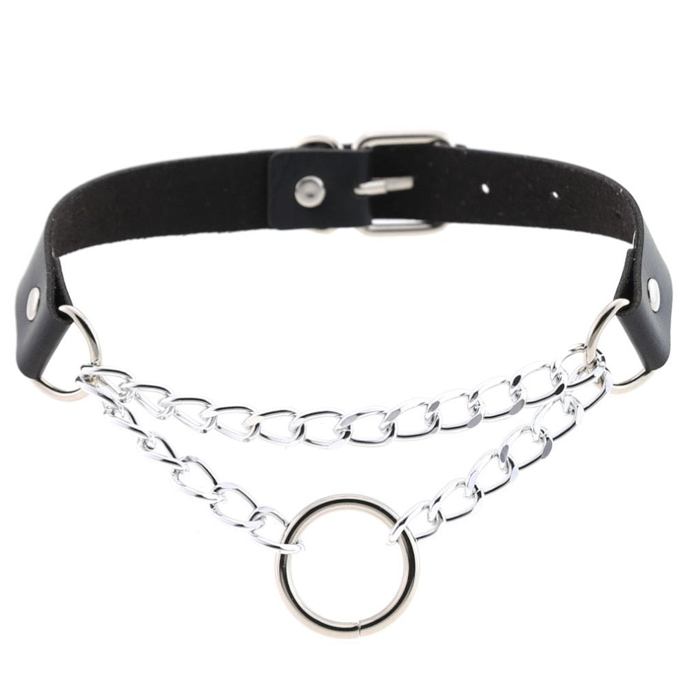Chained Reaction O-Ring Choker - ALTERBABE Shop Grunge, E-girl, Gothic, Goth, Dark Academia, Soft Girl, Nu-Goth, Aesthetic, Alternative Fashion, Clothing, Accessories, Footwear