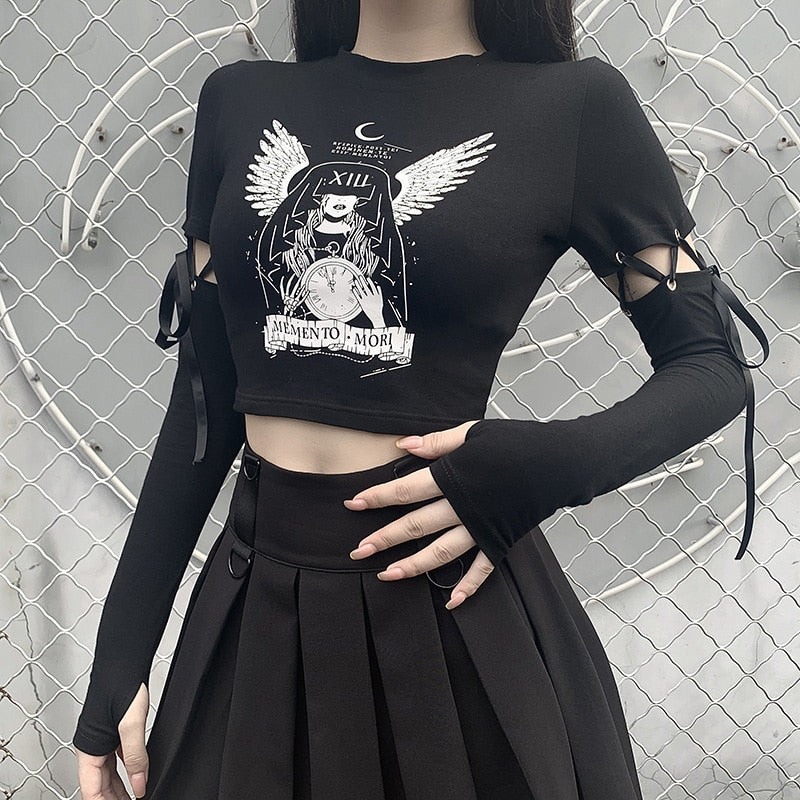 Fortune Telling Graphic Top - ALTERBABE Shop Grunge, E-girl, Gothic, Goth, Dark Academia, Soft Girl, Nu-Goth, Aesthetic, Alternative Fashion, Clothing, Accessories, Footwear