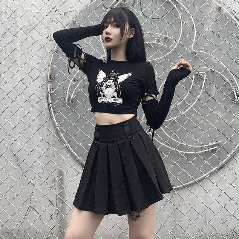 Fortune Telling Graphic Top - ALTERBABE Shop Grunge, E-girl, Gothic, Goth, Dark Academia, Soft Girl, Nu-Goth, Aesthetic, Alternative Fashion, Clothing, Accessories, Footwear