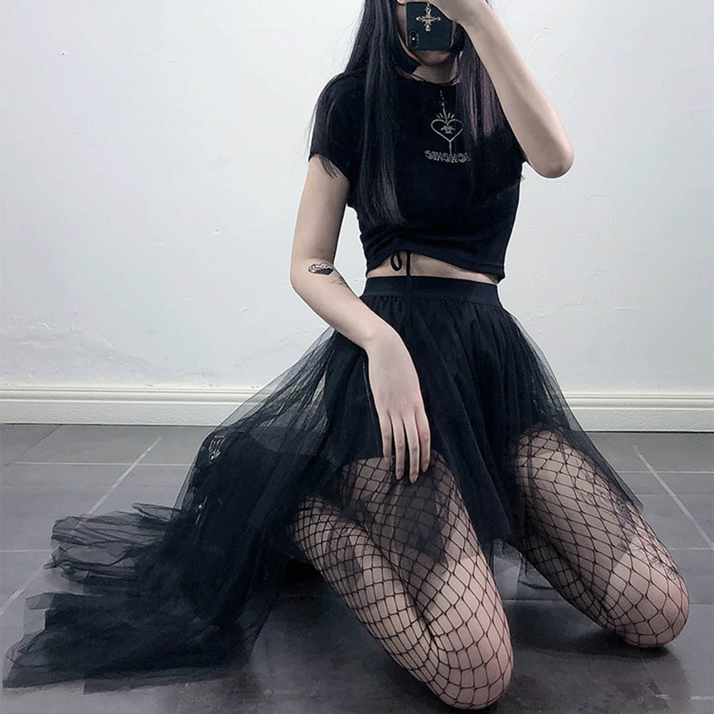 Dark Princess Tulle Skirt - ALTERBABE Shop Grunge, E-girl, Gothic, Goth, Dark Academia, Soft Girl, Nu-Goth, Aesthetic, Alternative Fashion, Clothing, Accessories, Footwear
