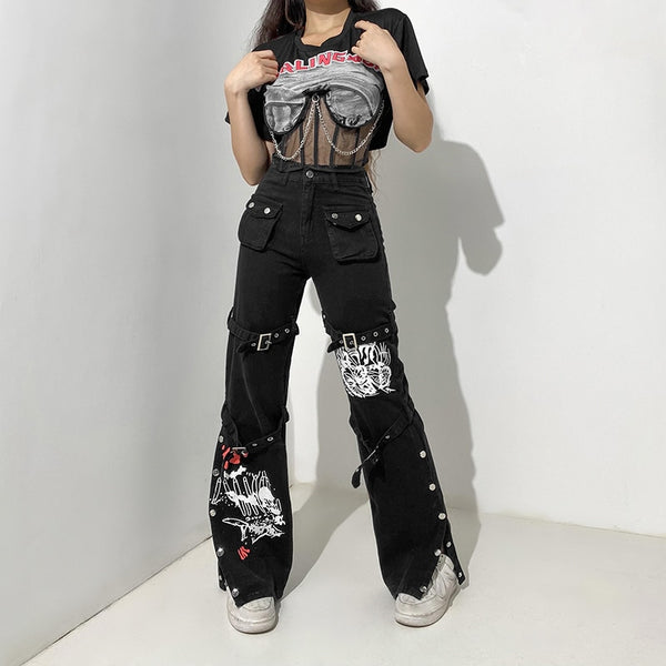 Rules To Break Buckle Pants - ALTERBABE Shop Grunge, E-girl, Gothic, Goth, Dark Academia, Soft Girl, Nu-Goth, Aesthetic, Alternative Fashion, Clothing, Accessories, Footwear